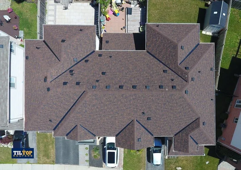 top view of roofer repair