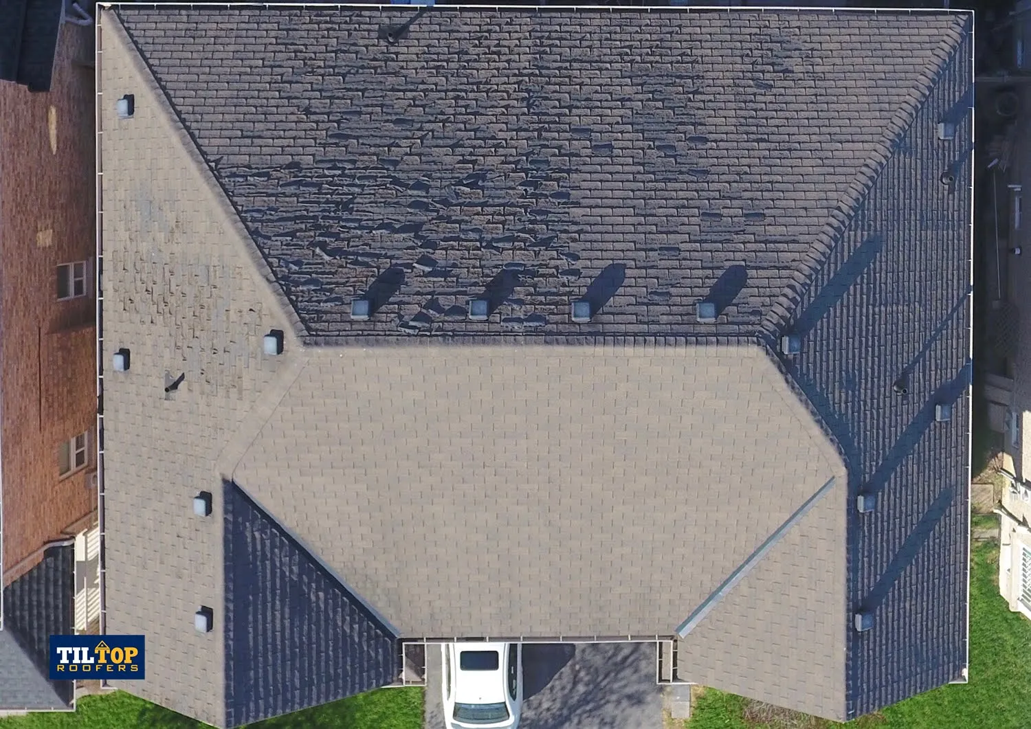 semi detached old expired roof builder